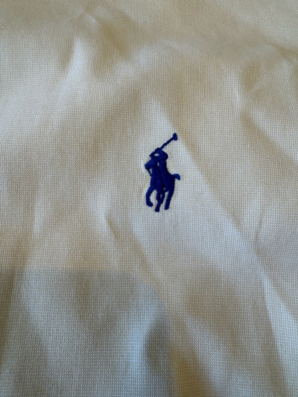 Men’s Ralph Lauren Pale Yellow Button-Down Dress Shirt with Navy Pony - Picture 2 of 4